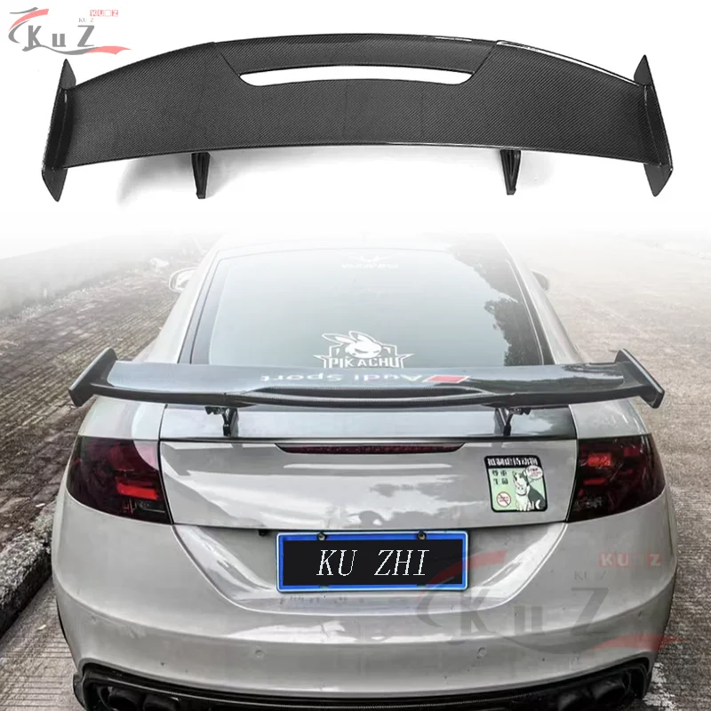 For Audi Tt Tts Ttrs R8 V8 MK3 Mk2 A S3 8V S4 S5 S6 Gloss Black Forged Carbon Fiber Rear Wing Trunk GT Style Rear spoiler