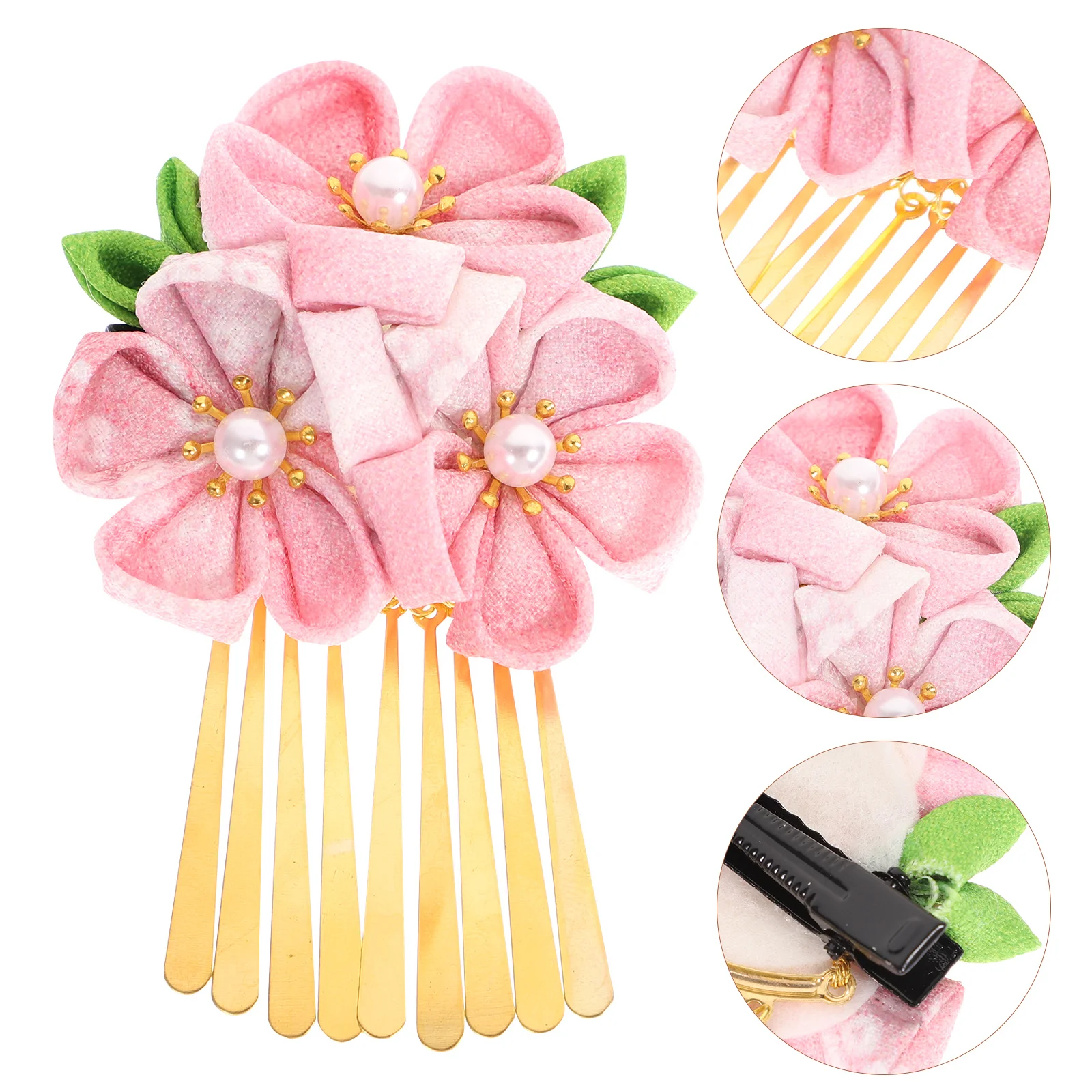 

1pcs Flower Clips For Hanfu Kimono Japanese Style Hair Accessory Cloth Floral Hairpins Vintage Barrette Festival Wedding Party