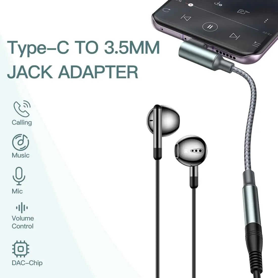 Cavo Audio Aux da Usb C a 3.5 LBSC adattatore per cuffie Jack da 90 gradi C a 3.5Mm per Samsung Note 20 Ultra Huawei Mate 40 Pro