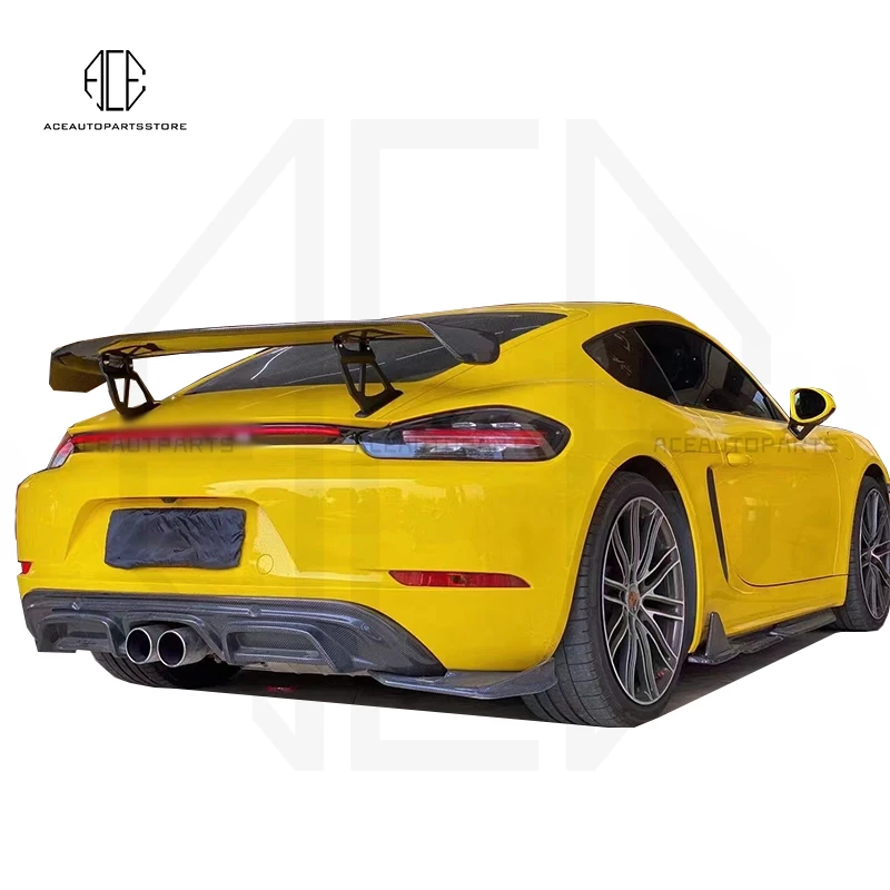 Carbon Fiber Rear Spoiler Trunk Boot Tail Wing Lip for Porsche Cayman Boxster 718 GT4 Style Car External Decoration