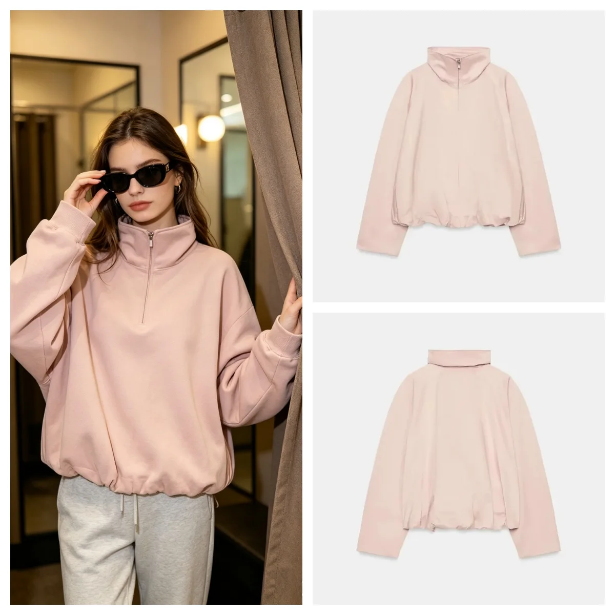 Guobioziy2026 Women's Loose Short Jacket, Spring and Autumn Stand Collar Long Sleeve Coat for Weekend, Daily, and Streetwear