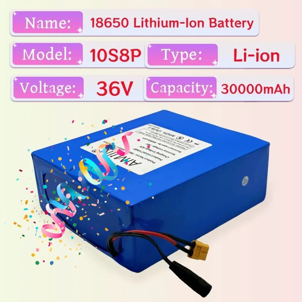 

10S8P 100% New High-capacity Battery Lithium-ion Rechargeable Battery Pack 36V 30000mAh Suitable for Electric Scooter Battery