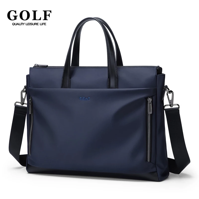 Borsa da golf in nylon con manico in pelle Borsa a mano a tracolla a tracolla Borse per laptop da ufficio per uomo Borse impermeabili da 15 pollici