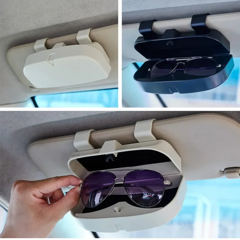 Car Sun Visor Glasses Case Glasses Storage Box Sunglasses Organizer Bracket Stand Eyeglasses Holder Auto Interior Accessories