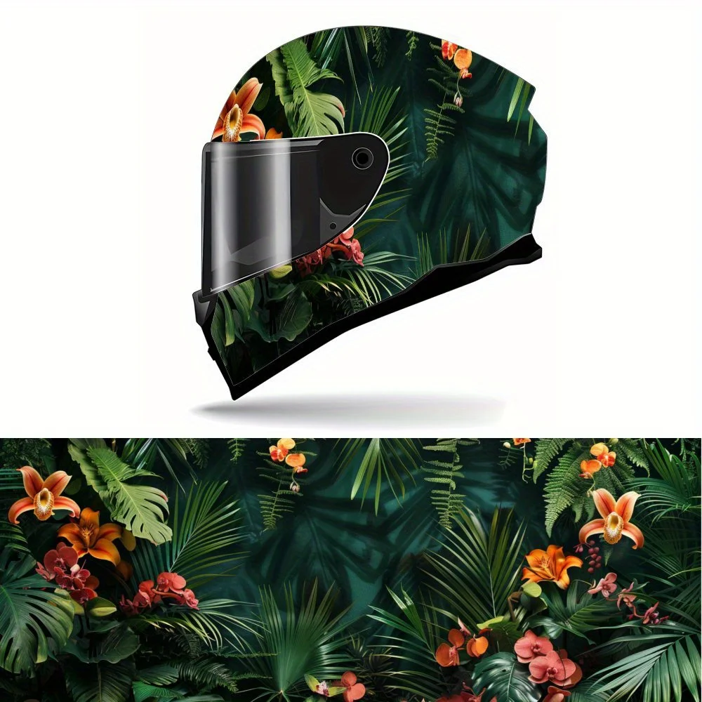 

Rainforest Style PVC Motorcycle Helmet Vinyl Wrap, Self-Adhesive Waterproof Sticker, Anti-Scratch Decorative Film for Full Face