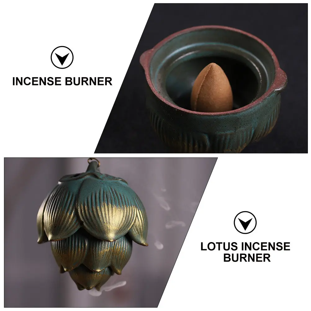 Exquisite Lotus Incense Burner Backflow Ceramic Incense Holder for Mindfulness Meditation Aromatherapy Home Office Decor Gift