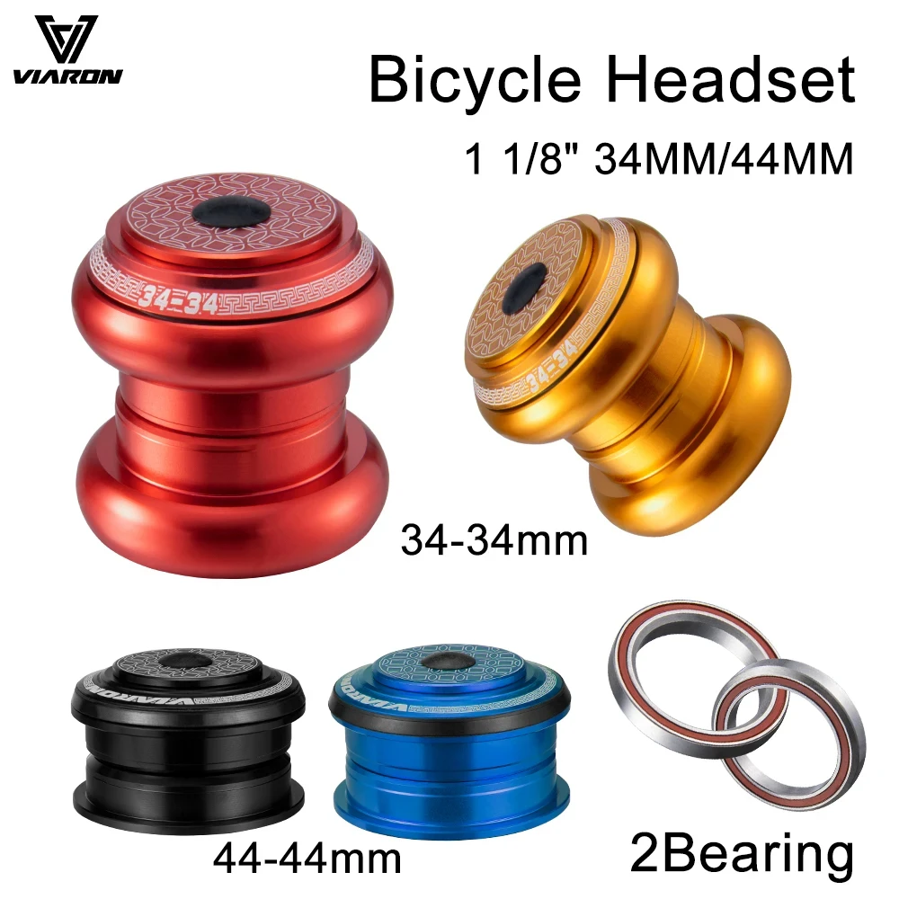 VIARON-auriculares para bicicleta de montaña CNC, 1-1/8 ", rodamiento sellado de 34MM, 44MM, auriculares semiintegrados para horquilla de tubo recto sin rosca de 28,6mm