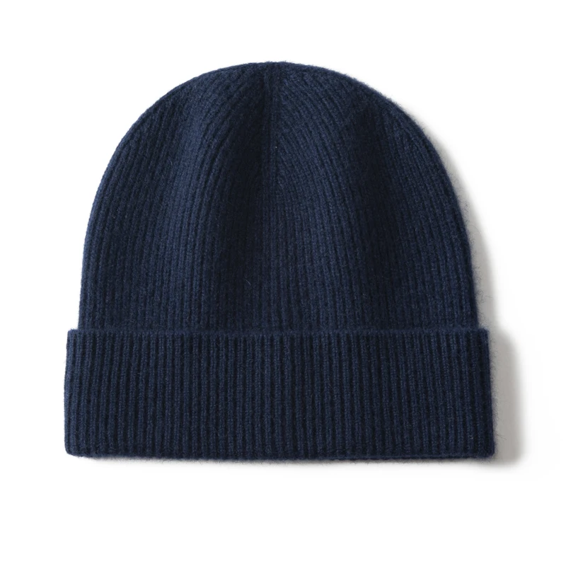 MERRILAMB Natural Cashmere Hat For Men Winter Soft Warm Outdoor Casual Knitted Beanie Hat Autumn Solid Color Ribbed Caps