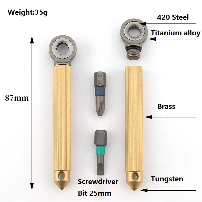 Multifunctional Titanium Alloy Tool set Manual Magnetic S2 steel Slotted Cross Screwdriver,Tungsten Steel Head Broken Window