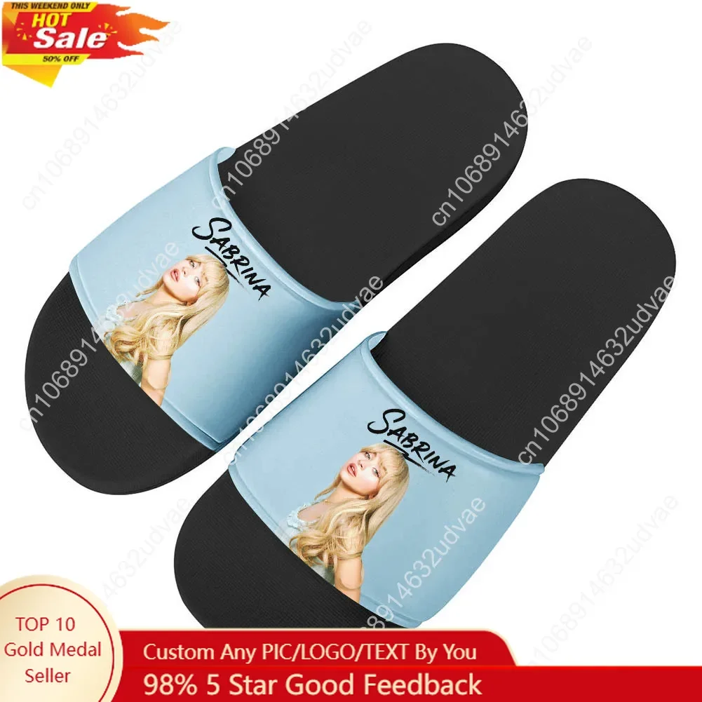 

Sabrina Carpenter Slippers Man Woman Boy Girl Tailor Made Slides Sandals Pop Singer Photo Customized Bath Shoes Water Shoe Black