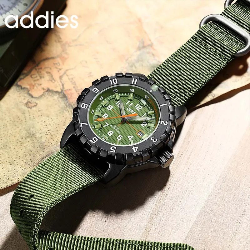 ADDIES Men's Outdoor Fashion Quartz Watch Minimalist Nylon Strap 50 Meter Water Resistant Luminous Sporty Style Quartz Watch