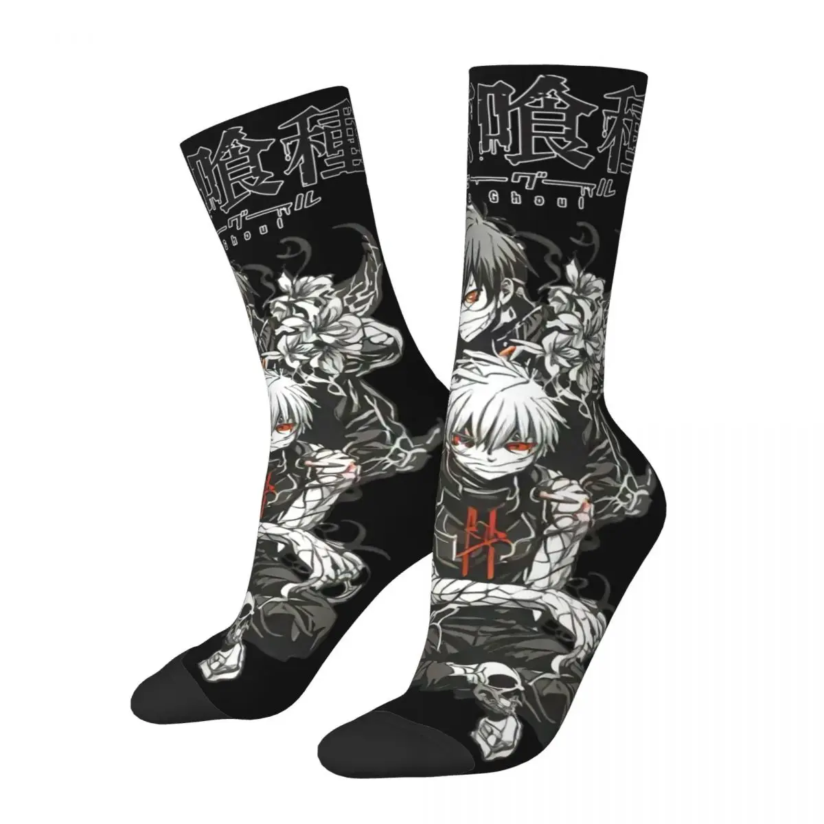 Kaus kaki uniseks nyaman Anime Tokyo Ghoul, kaus kaki motif 3D bahagia Hiking, kaus kaki gaya jalanan gila