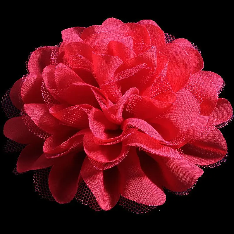 120pcs/lot 12CM 20colors Fluffy Chiffon Mesh Lace Flowers For Children Hair Accessories Artificial Fabric Flowers For Headbands