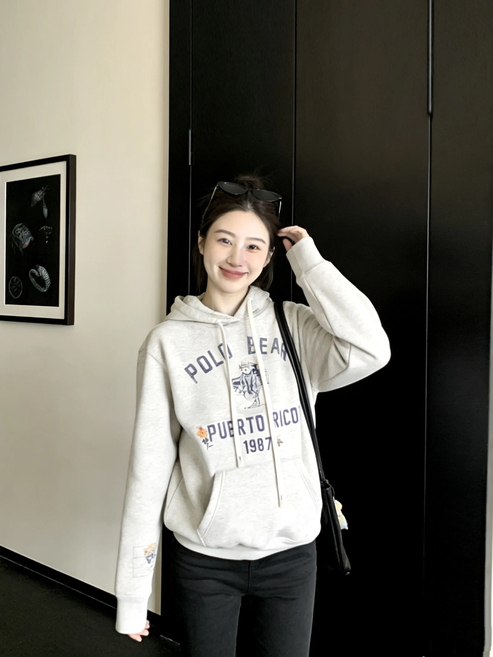 

Ретро-американский модный женский худи на флисовой подкладке с длинными рукавами и вышивкой, весенняя новинка, дизайн с внутренним слоем для многослойного ношения