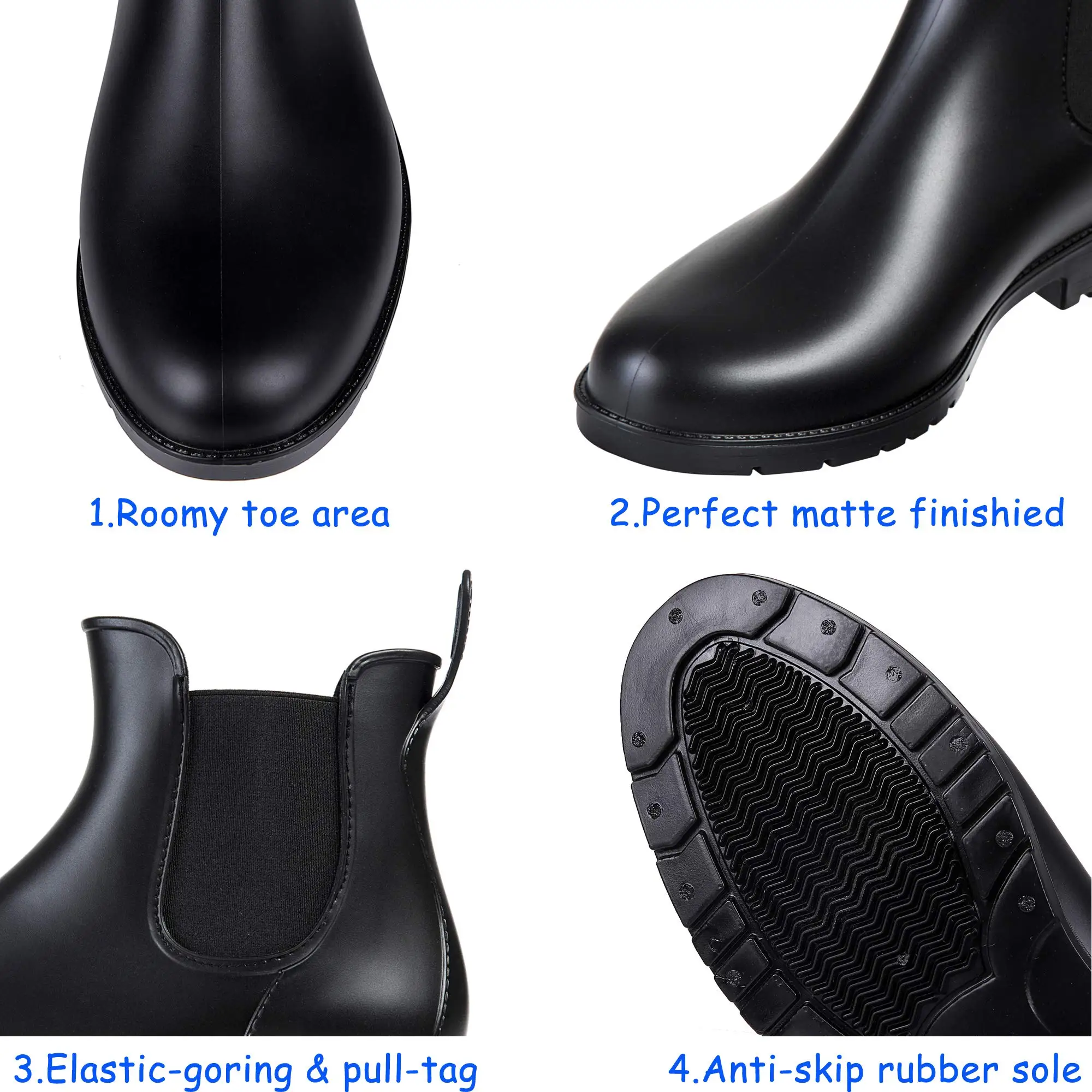 Gacimy-Bottes de Pluie pour Femme, Chaussures en Caoutchouc, Talons Bas, 4 Saisons, Durable, Imperméable, Antidérapant, Extérieur, Nouvelle Mode