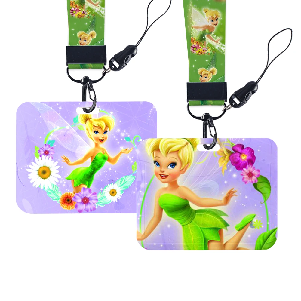 

Disney Tinker Bell Princess Horizontal Holder Girls Lanyards for Key Neck Strap Card Badge Bus Keychain Keyring Accessories