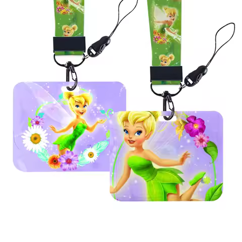 Disney Tinker Bell Princess Horizontal Holder Girls Lanyards for Key Neck Strap Card Badge Bus Keychain Keyring Accessories