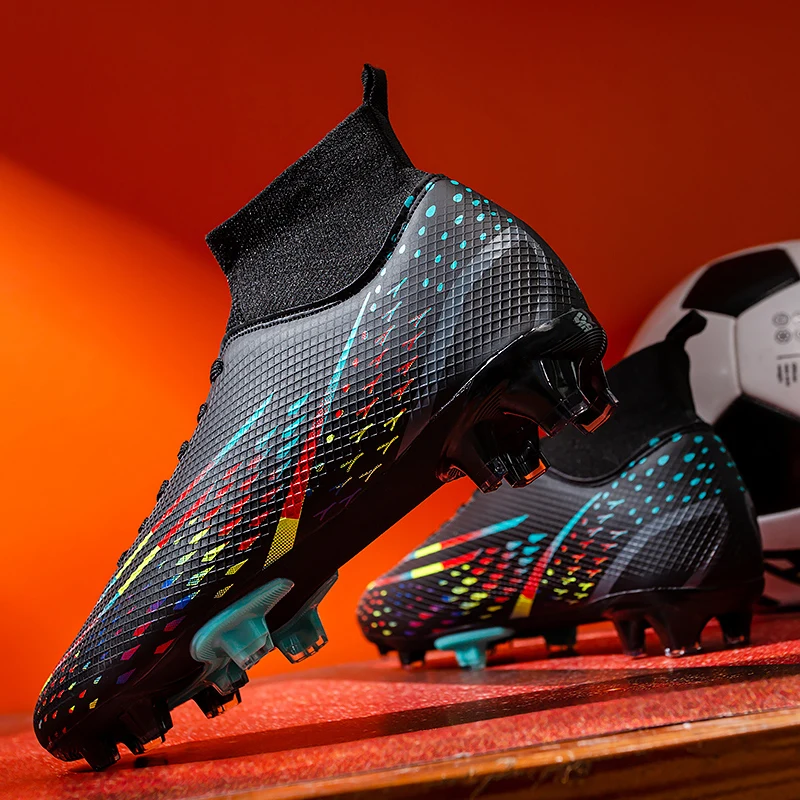 Men Professional Soccer Shoes Anti-slip Outdoor Grass Training Stud Sports Shoes Men Soft Lace-up Football Boots Men