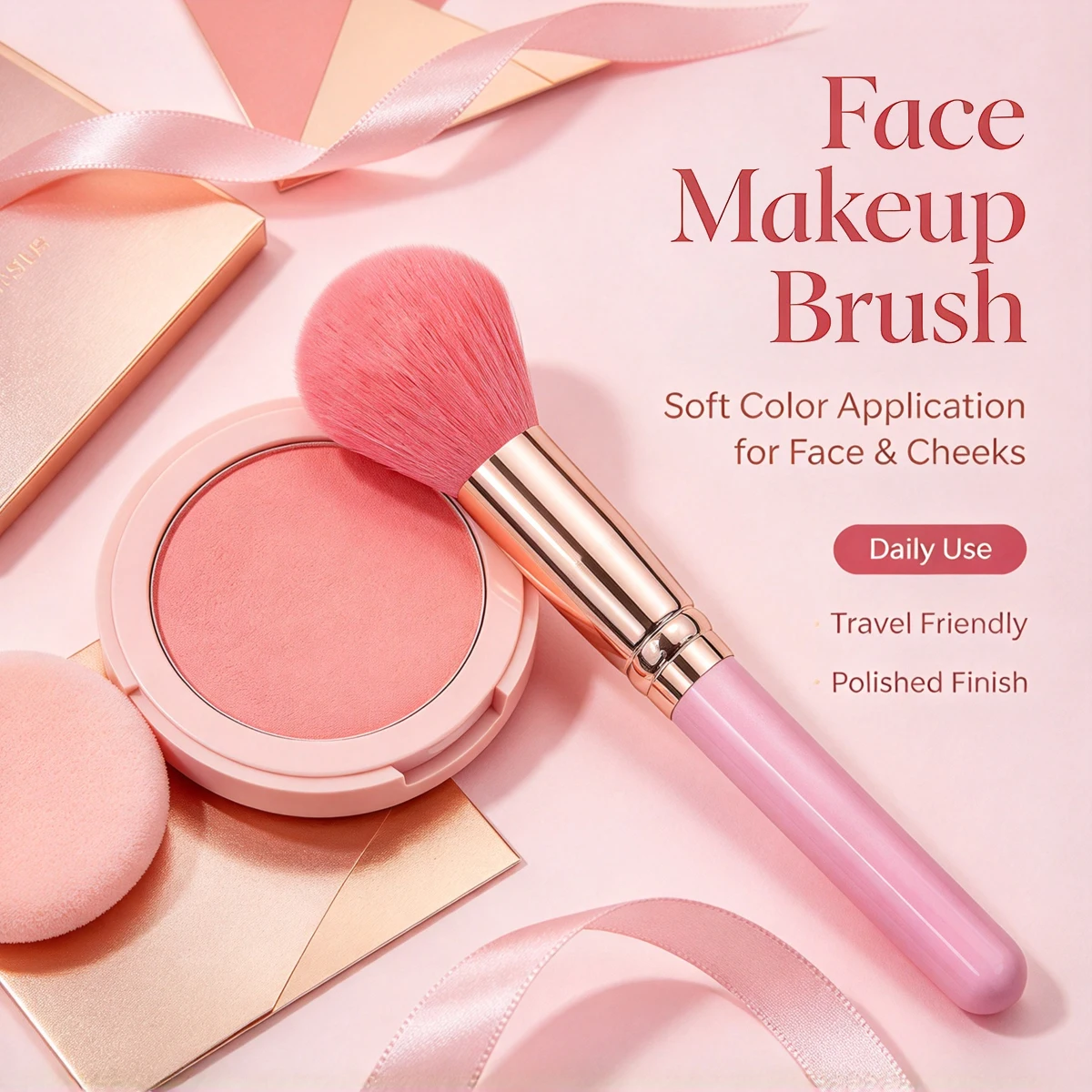 Blush Makeup Brush,Professional Face Cosmetic Brush for Blush, Highlighter, Loose Powder,for Daily Makeup & Beginners