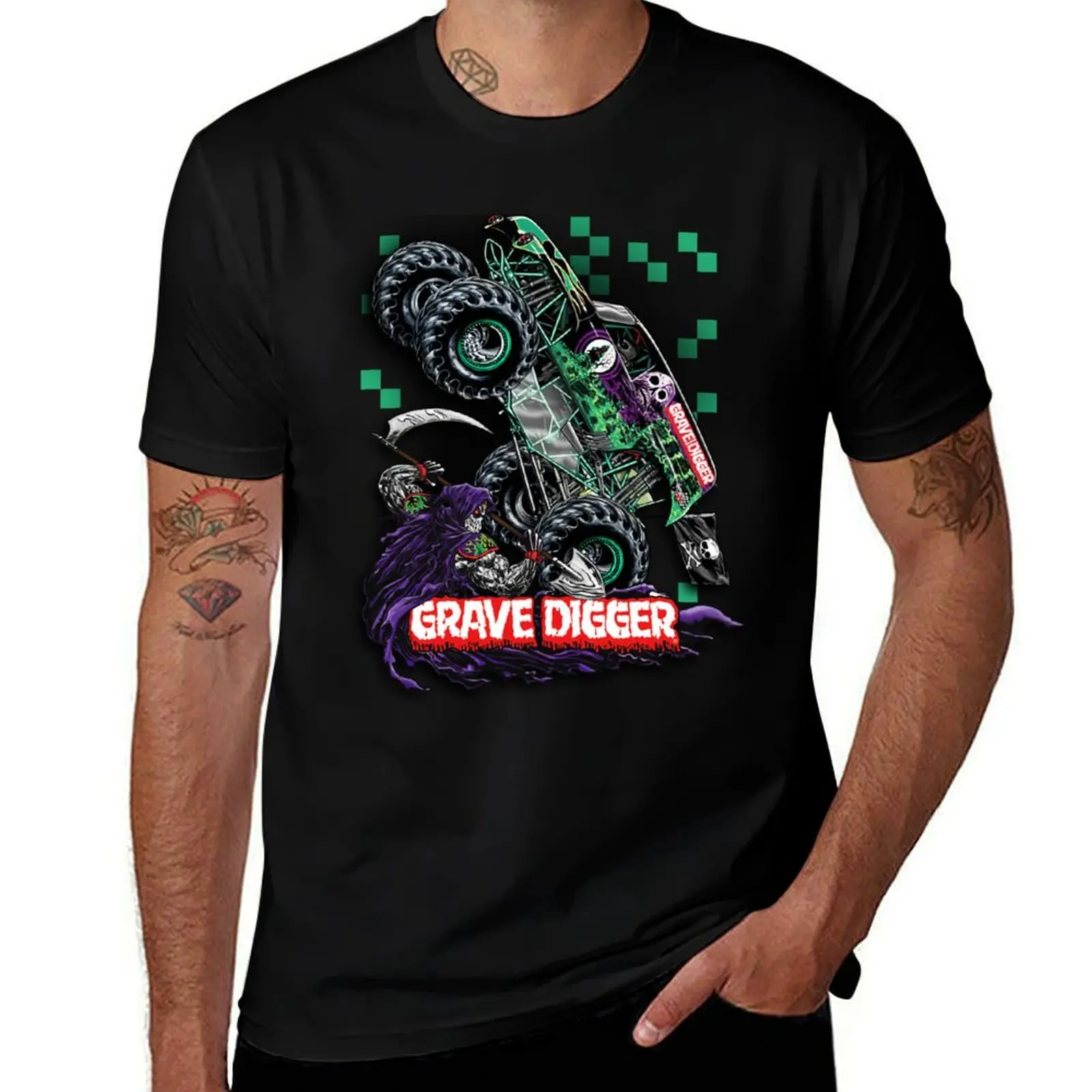 Grave Digger Monster Truck T-Shirt Functional Casual Short Sleeve Tee T-Shirt