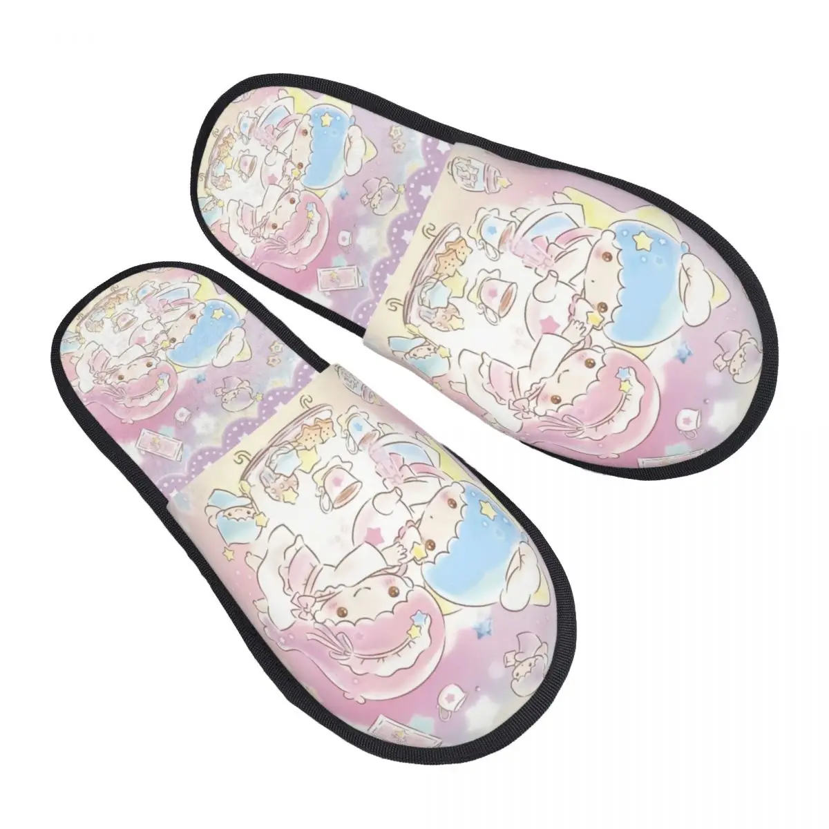 

Домашние тапочки Sanrio с изображением маленьких близнецов и звезд Sanrio, женские удобные тапочки без шнуровки из пены с эффектом памяти, спа-тапочки