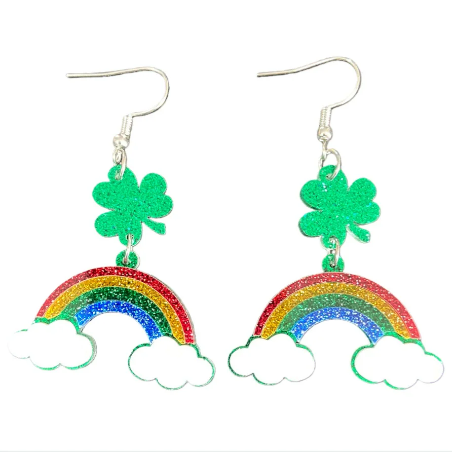 New St. Patrick's Day Earrings Green Hat Festival Irish Rainbow Green Lips Earrings St. Patrick's Day Decorative Gifts