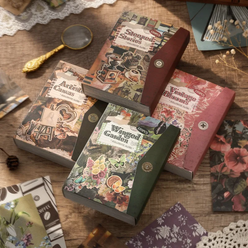 120 sheets of non repeating pattern materials, poetry of all things, retro flowers, castles, character materials, paper