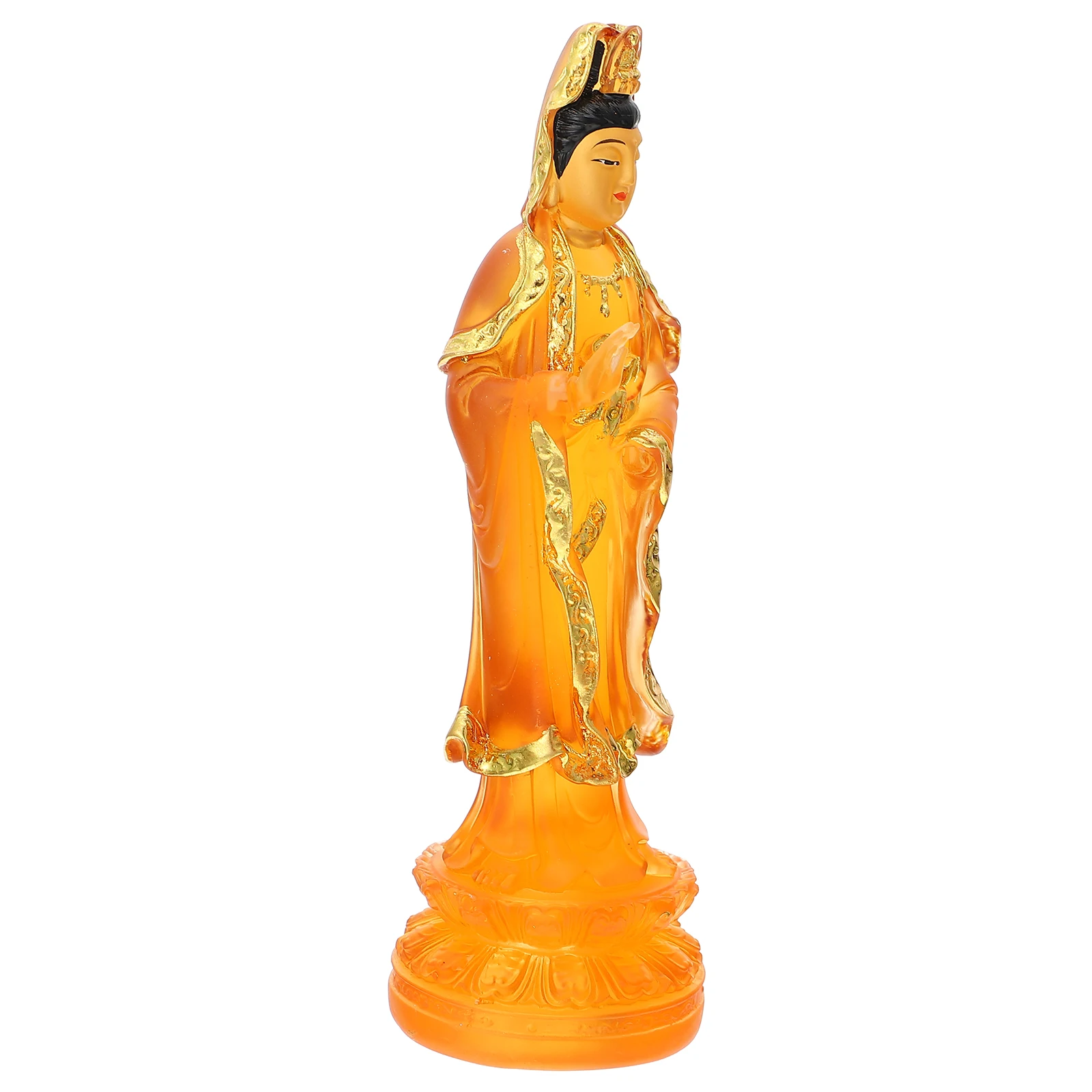 

1pc Resin Guanyin Statue Delicate Desktop Ornament Buddhism Theme Craft Home Decor Housewarming Gift Resin Sculpture