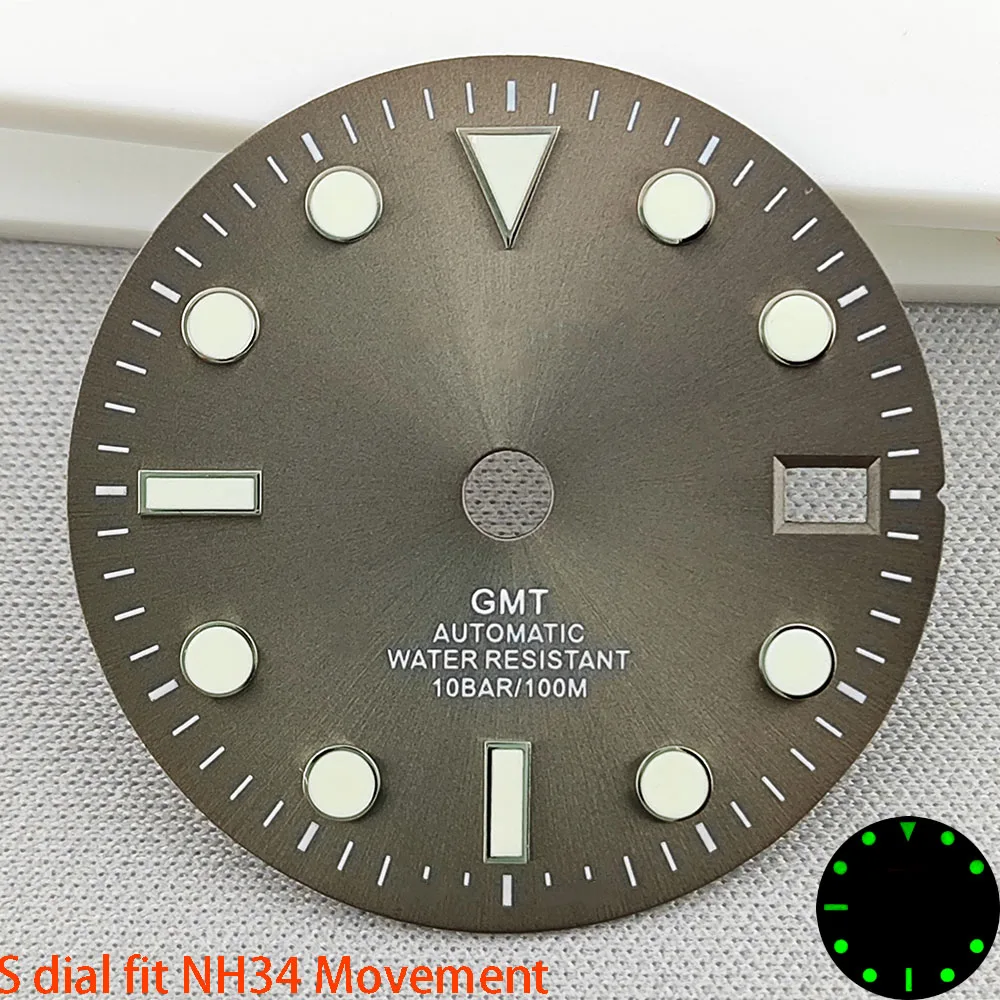 29mm NH34 dial Watch GMT dial S dial green luminous High Quality dial Suitable for NH34 movement watch accessories Watch repair