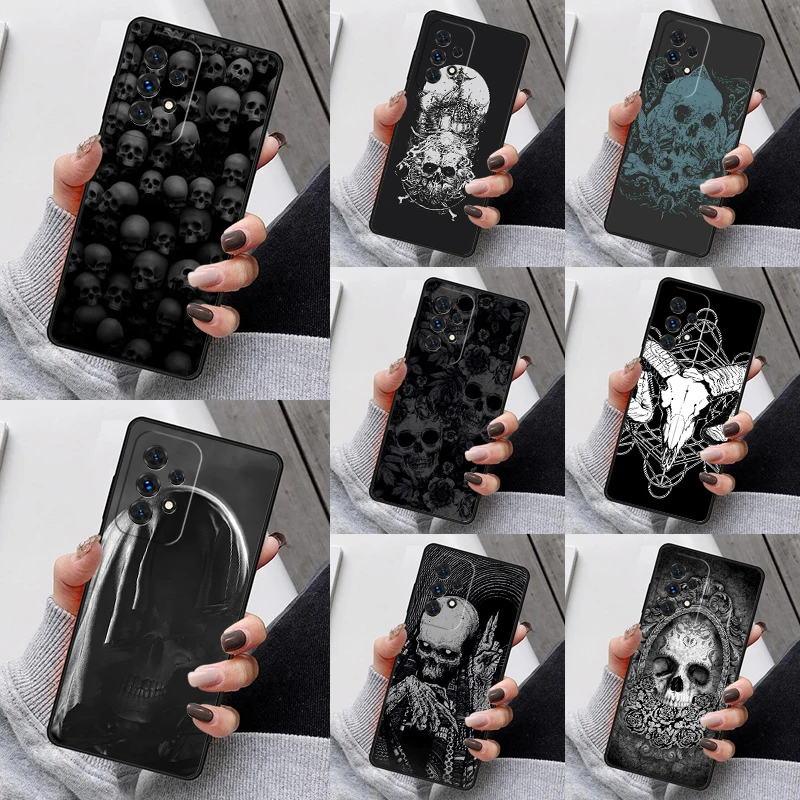 Satanic Scary Skull Phone Case For Samsung Galaxy S23 S21 S20 FE S24 S22 Ultra Note20 S10 S9 S8 Plus A40 A52 A12 A13 A53