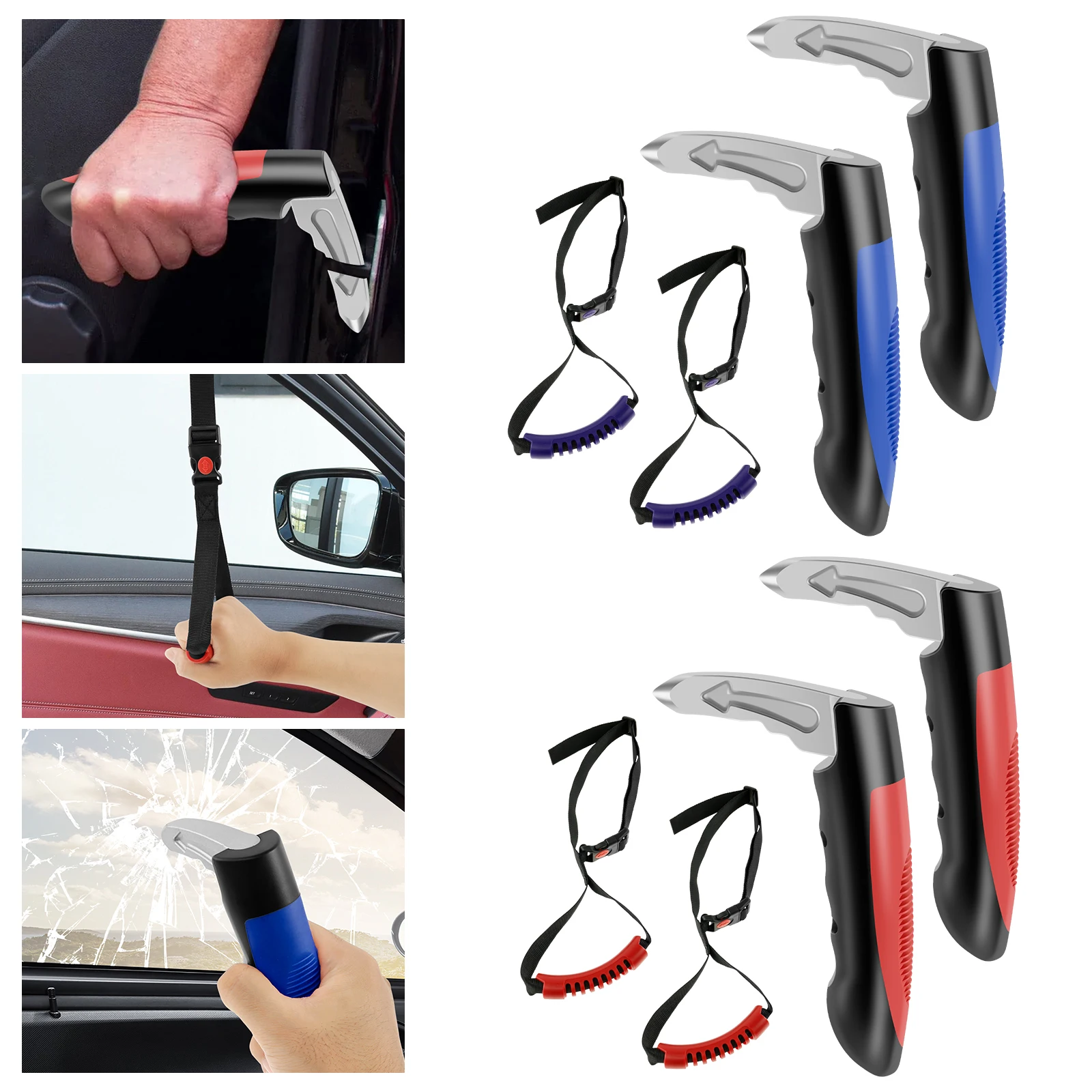 

2/4Pcs Car Door Handle for Elderly 2 In 1 Multifunctional Vehicle Support Handles Window Breaker Portable Auto Car Handle Assist