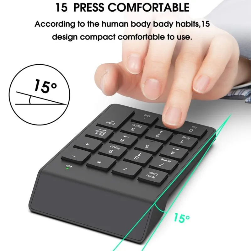 Receptor USB sem fio portátil 2.4G Mini teclado numérico 18 teclas para laptop Tablet PC teclado à prova d'água sem fio