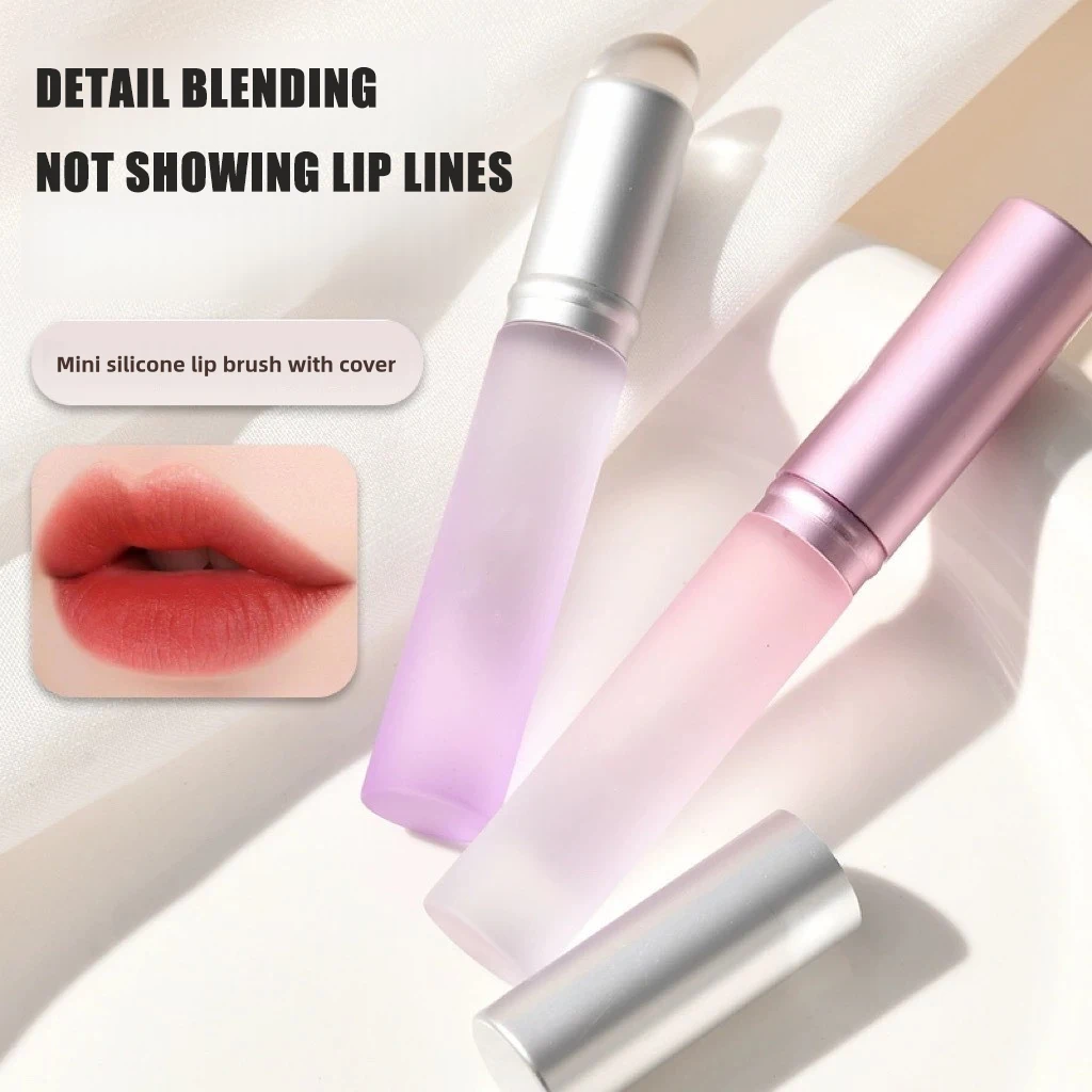 Mini pincel de silicona para labios, cepillo corrector con cubierta, aplicadores de máscara de labios, pincel para brillo de labios, lápiz labial, herramienta de maquillaje de belleza, 1 ud.