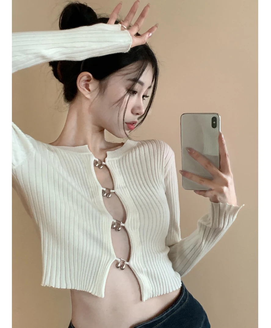 Women Knitwear Design Feels Sexy Sweater with Short Bottoming Top In Autumn Genshin Impact Aesthetic Kawaii Clothes Fashion Y2k