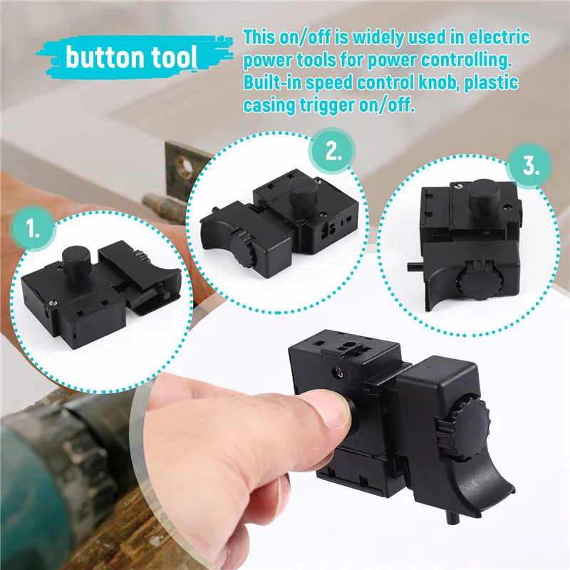 

-A90P 1PCS FA2-6/1BEK 250V 6A 5E4 Lock On Power Tool Electric Drill Trigger Switch Electric Tool Fittings Switch