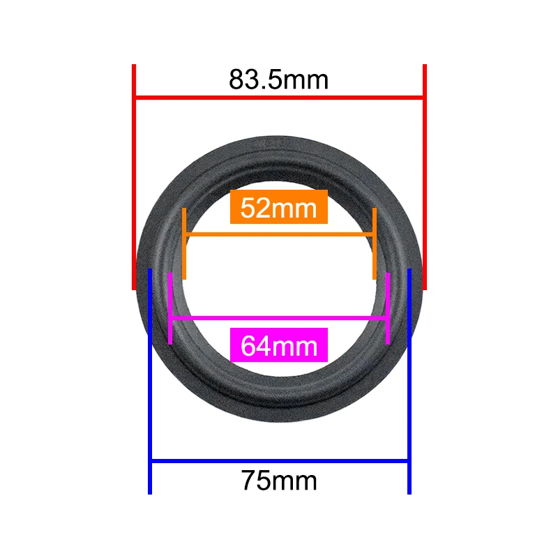 3.5 inch 83.5mm Rubber Surround Suspension Edge Horn Repair Parts Speaker Accessories 2PCS