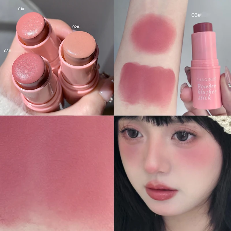 أحادية اللون لطيف أحمر الخدود عصا كريم السلس الخد تينت عارية أحمر الخدود الطبيعي ماتي الوردي روز الوجه روبور روج الكورية النساء ماكياج #1