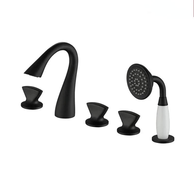 Copper household bathtub faucet, hot and cold cylinder side split, rain shower faucet five-piece set