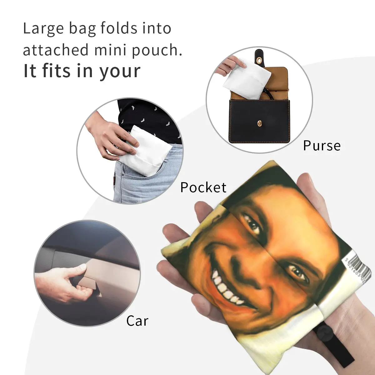 Aphex-Twin reutilizáveis compras mercearia sacos, dobrável, Heavy Duty Tote Bag com bolsa, Eco-Friendly, lavável, dobrável, 50lb Capacidade de peso