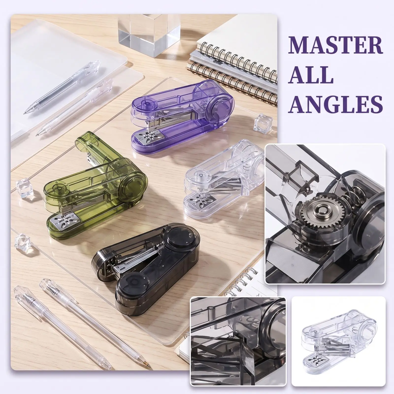 Rotatable Stapler Stapler with 400 Staples For Students Binding Machine Office Stationery, Back-to-school Student Supplies