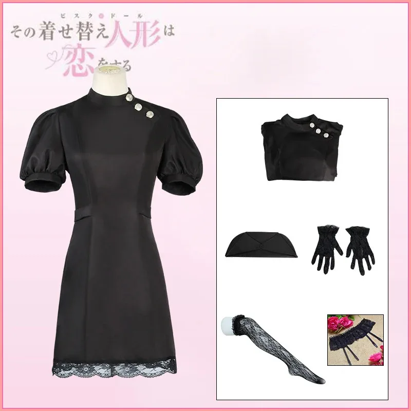

Костюм для косплея Bear's Den My-Up Darling Marin Kitagawa, униформа Kuroe Shizuku, черно-белое платье медсестры, комплект, новинка 2025 г.