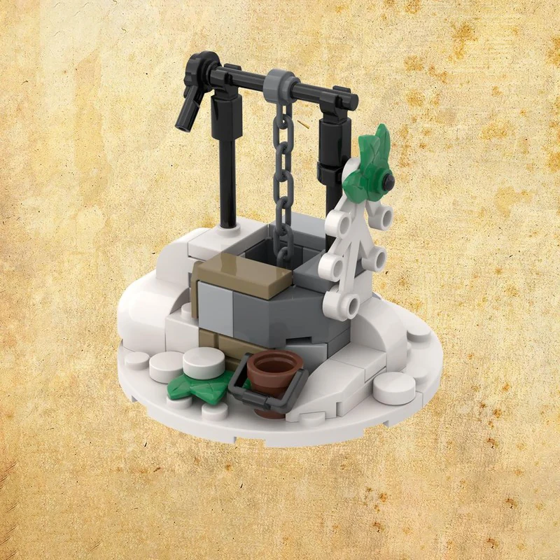Medieval Castle Model MOC Building Bricks Village Ancient Well Modular Technology Gifts Holiday Assemble Children Toys Suit