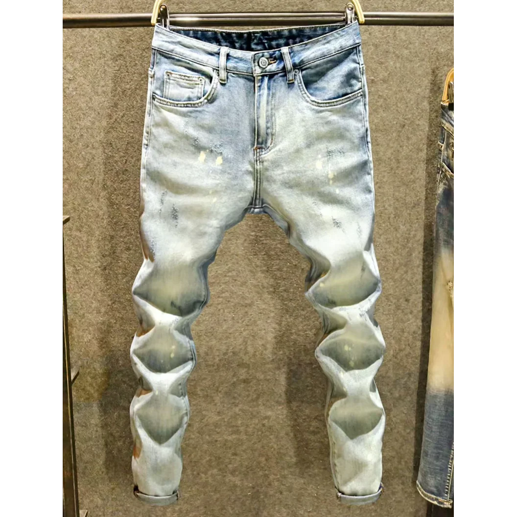 

Мужские джинсы свободного кроя, повседневные джинсовые брюки, модные прямые джинсы для мужчин, удобные джинсы для уличного стиля.