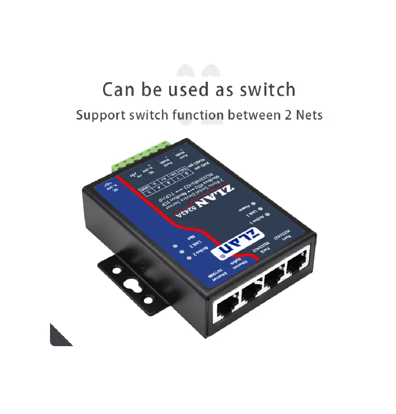 Zlan 5243a 2 ports rs485 zu ethernet rj45 tcp ip modbus rtu gateway serielles multi master gerät rs232 zu ethernet