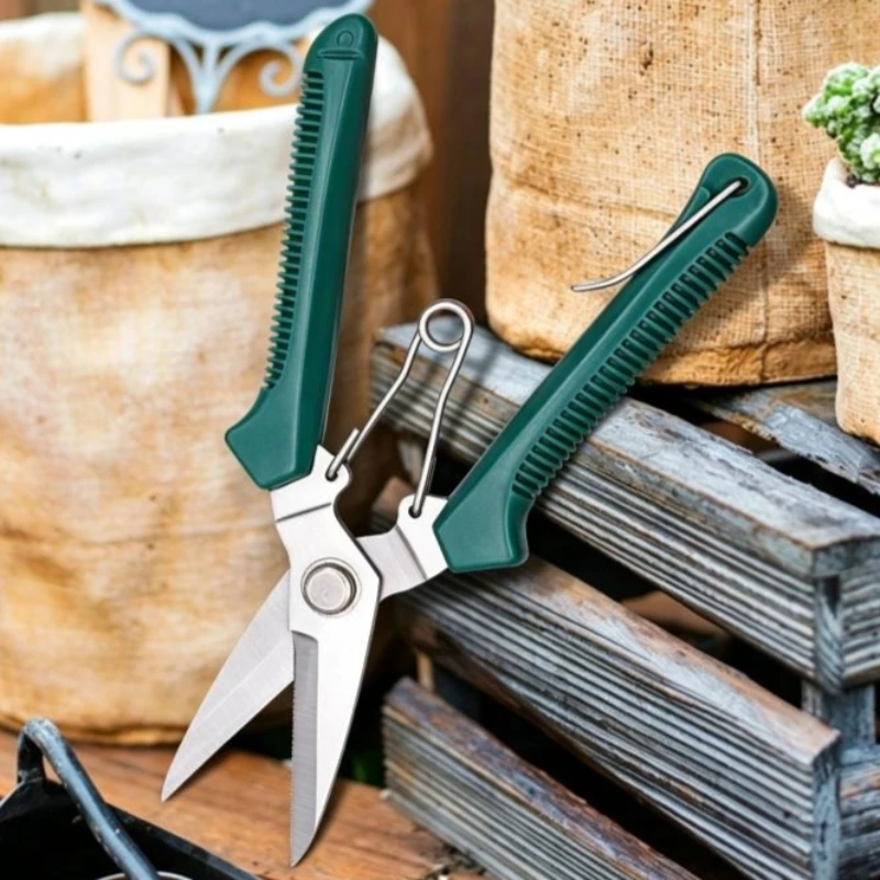 Straight Blade Garden Pruning Shears, Stainless Steel Anti-Slip Handle Labor-Saving Plant Trimmer, Household Gardening Hand Tool