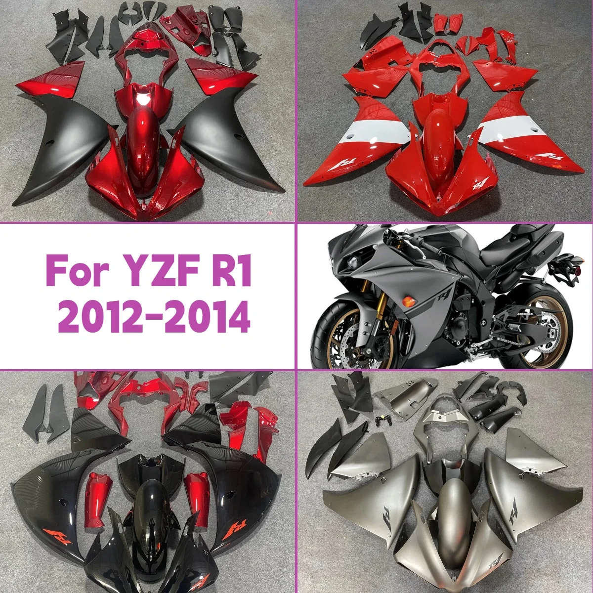 Motorcycle Fairing Set 2012 2013 2014 YZF R1 Black Red Bodywork Fairings Cover Perfect Fit for 12 13 14 Yamaha YZF-R1