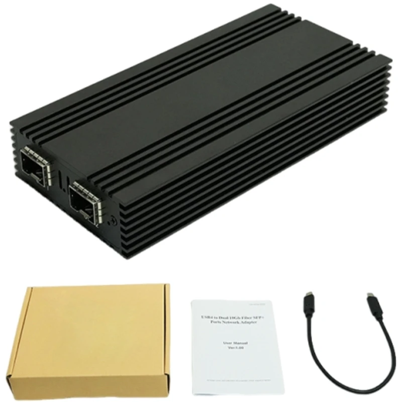 

2025 Новый двойной SFP+ Port USB4 Ethernet 10G Адаптер быстрая скорость с дизайном охлаждения