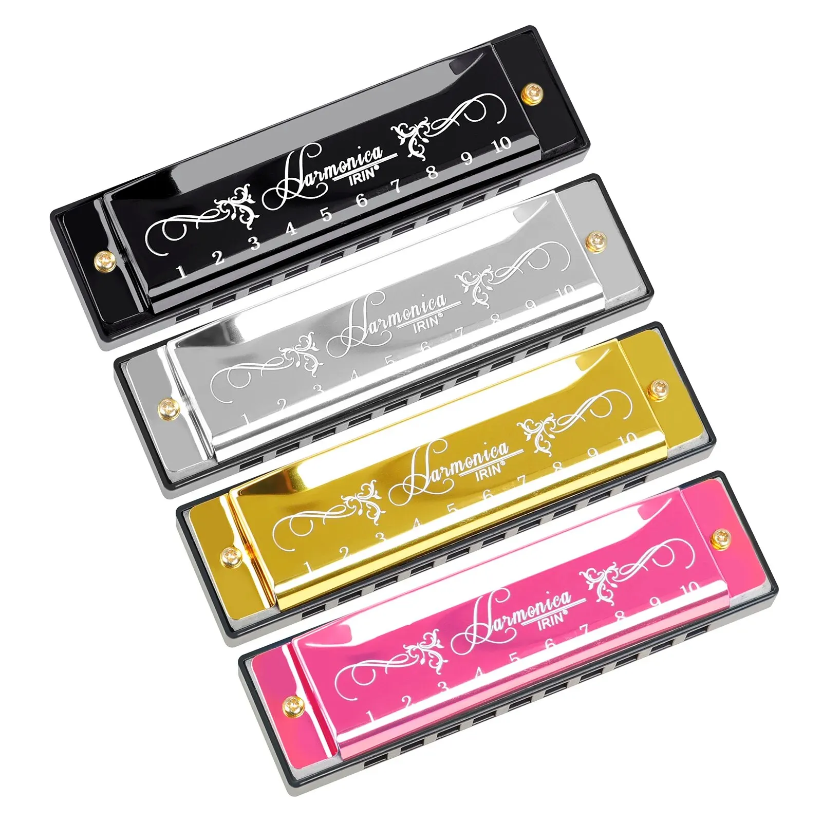 IRIN 10 Hole 20 Tone Harmonica Colorful C Key Harmonica Woodwind Instrument Suitable for Beginners Teaching Playing Gift