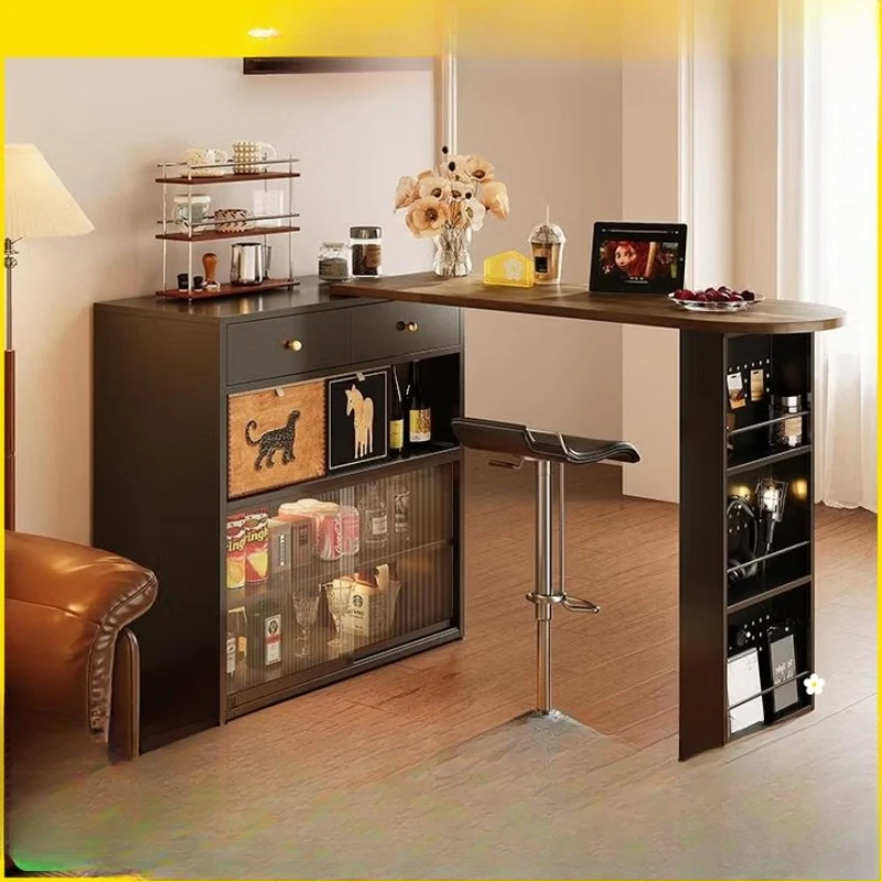 

Medieval retractable bar table, steel household dining side cabinet integrated
