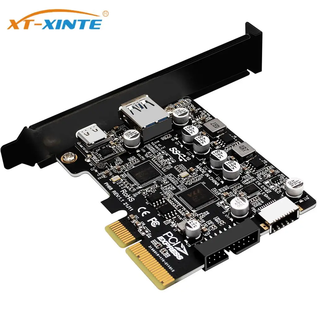 

PCIe3.0 to USB3.2 Adapter Card Type-C Front 10Gbps PCI Express PCI-E USB 3.2 Controller Add on Card TypeE 19P/20P Expansion Card